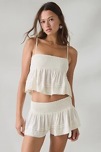 Kimchi Blue Coffee Date Flutter Lace Trim Shorts 2-Piece Set