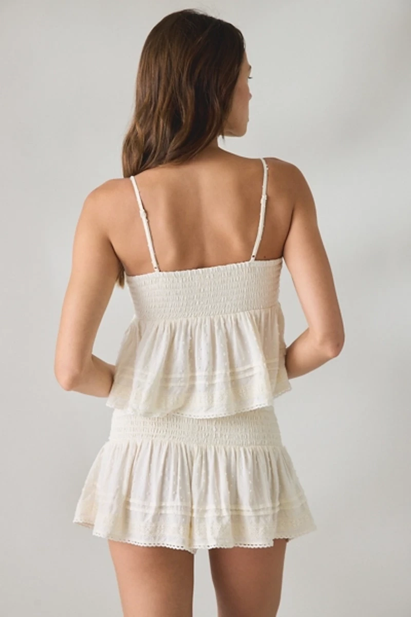 Kimchi Blue Coffee Date Flutter Lace Trim Shorts 2-Piece Set