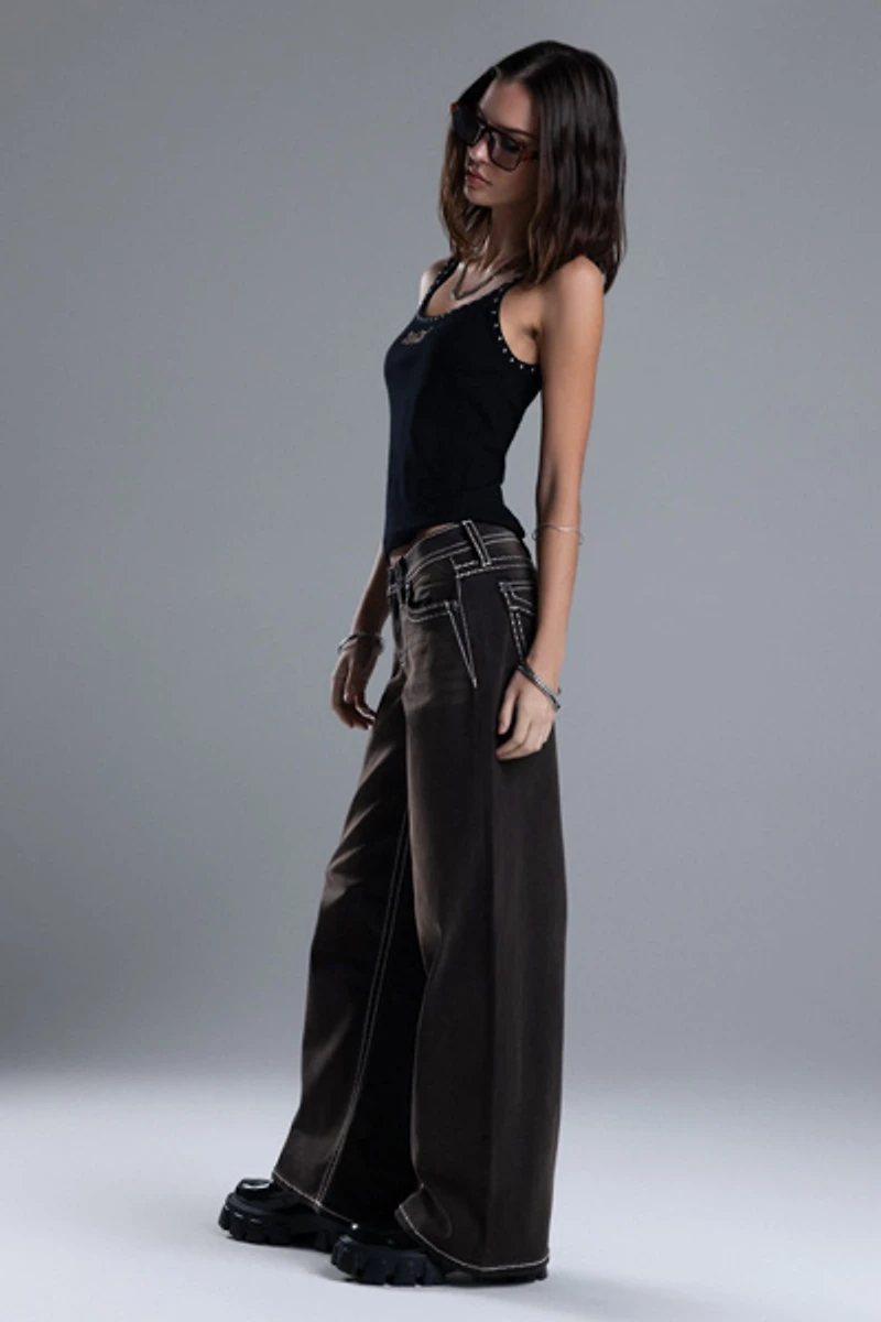 Miss Me Sevryn Stitched Wide Leg Jeans