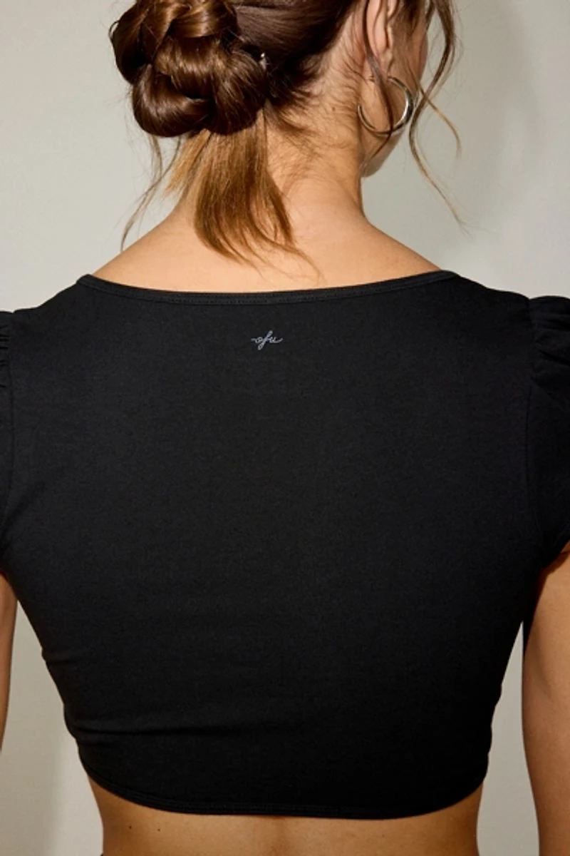 Out From Under Bec Short Sleeve Tie-Front Shrug Top