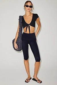 Out From Under Bec Short Sleeve Tie-Front Shrug Top