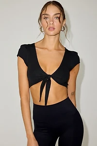 Out From Under Bec Short Sleeve Tie-Front Shrug Top