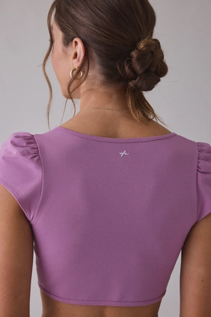 Out From Under Bec Short Sleeve Tie-Front Shrug Top