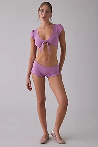 Out From Under Bec Short Sleeve Tie-Front Shrug Top