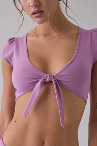 Out From Under Bec Short Sleeve Tie-Front Shrug Top