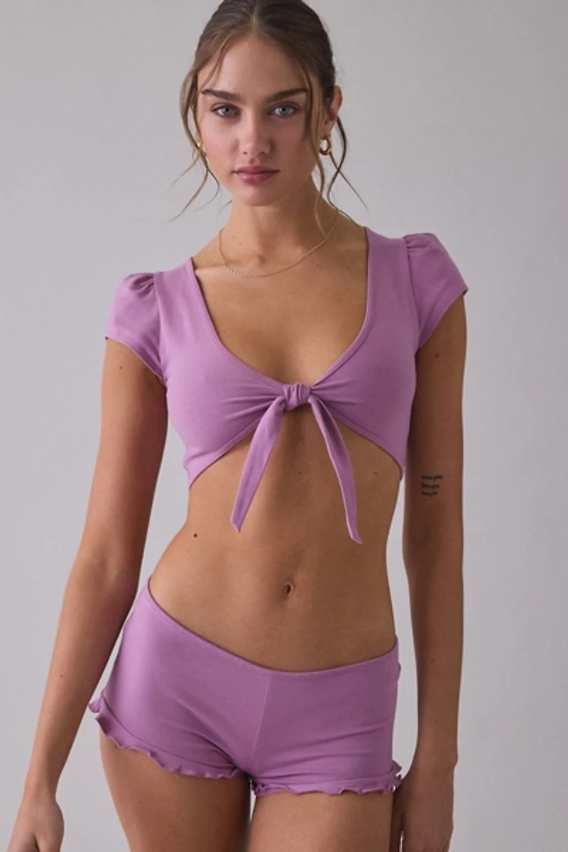 Out From Under Bec Short Sleeve Tie-Front Shrug Top