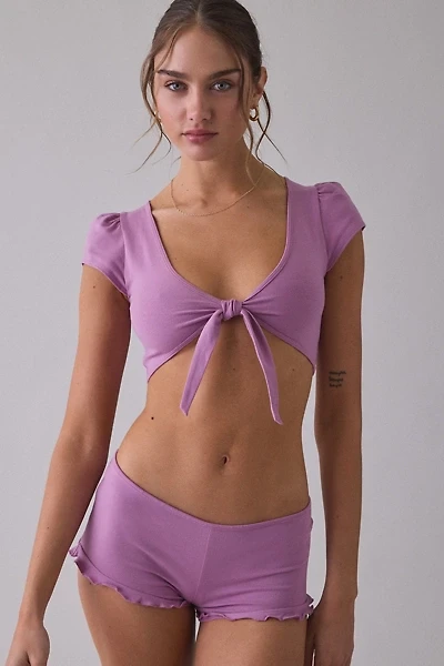 Out From Under Bec Short Sleeve Tie-Front Shrug Top