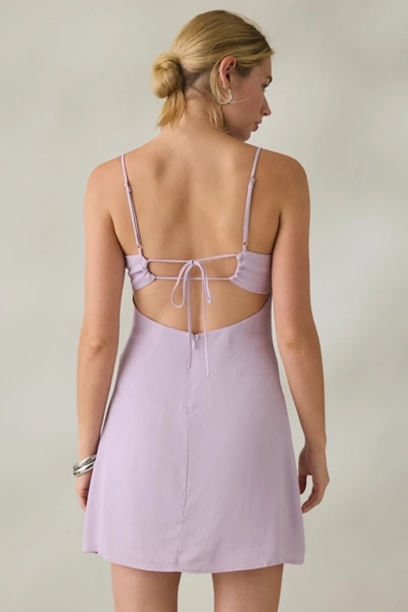 BDG Haley Hardware Detail Open-Back Shift Mini Dress