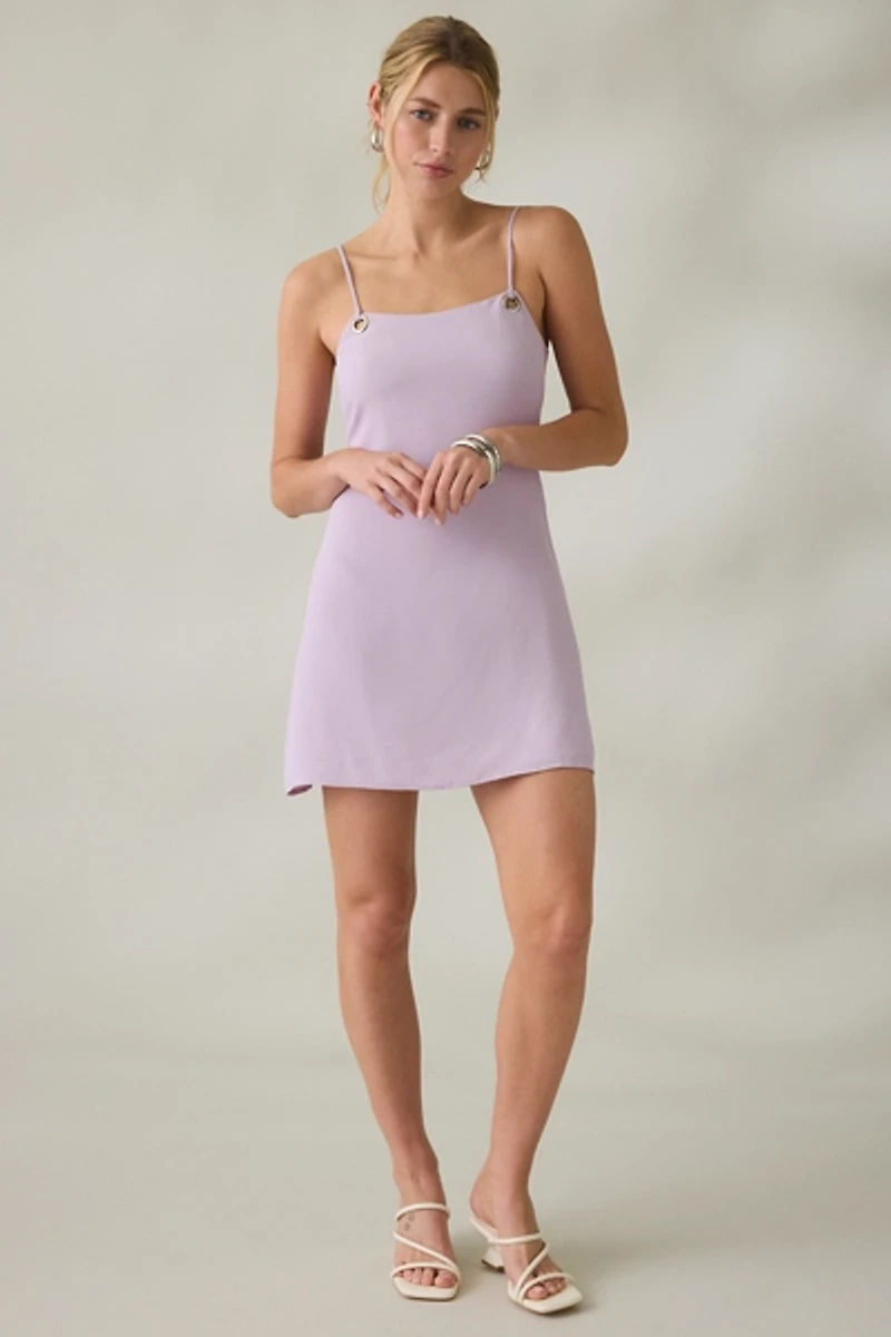 BDG Haley Hardware Detail Open-Back Shift Mini Dress