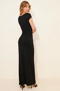 Glamorous Square-Neck Ruched Maxi Dress ""