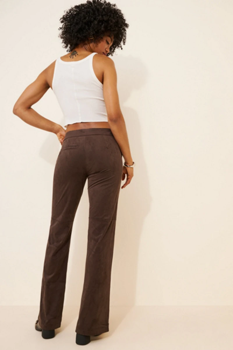 Glamorous Vegan-Suede Flare-Leg Trousers