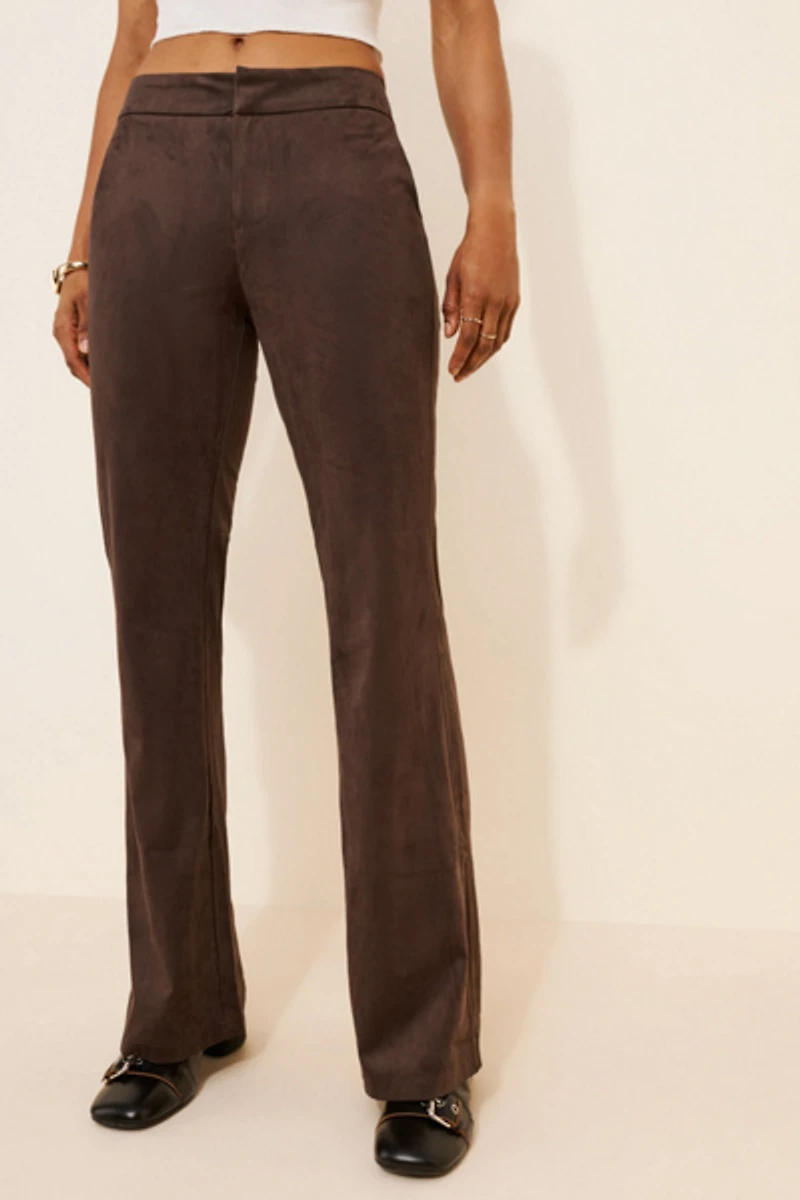 Glamorous Vegan-Suede Flare-Leg Trousers