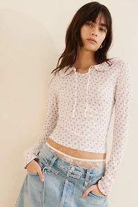 Daisy Street Long-Sleeve Pointelle Top