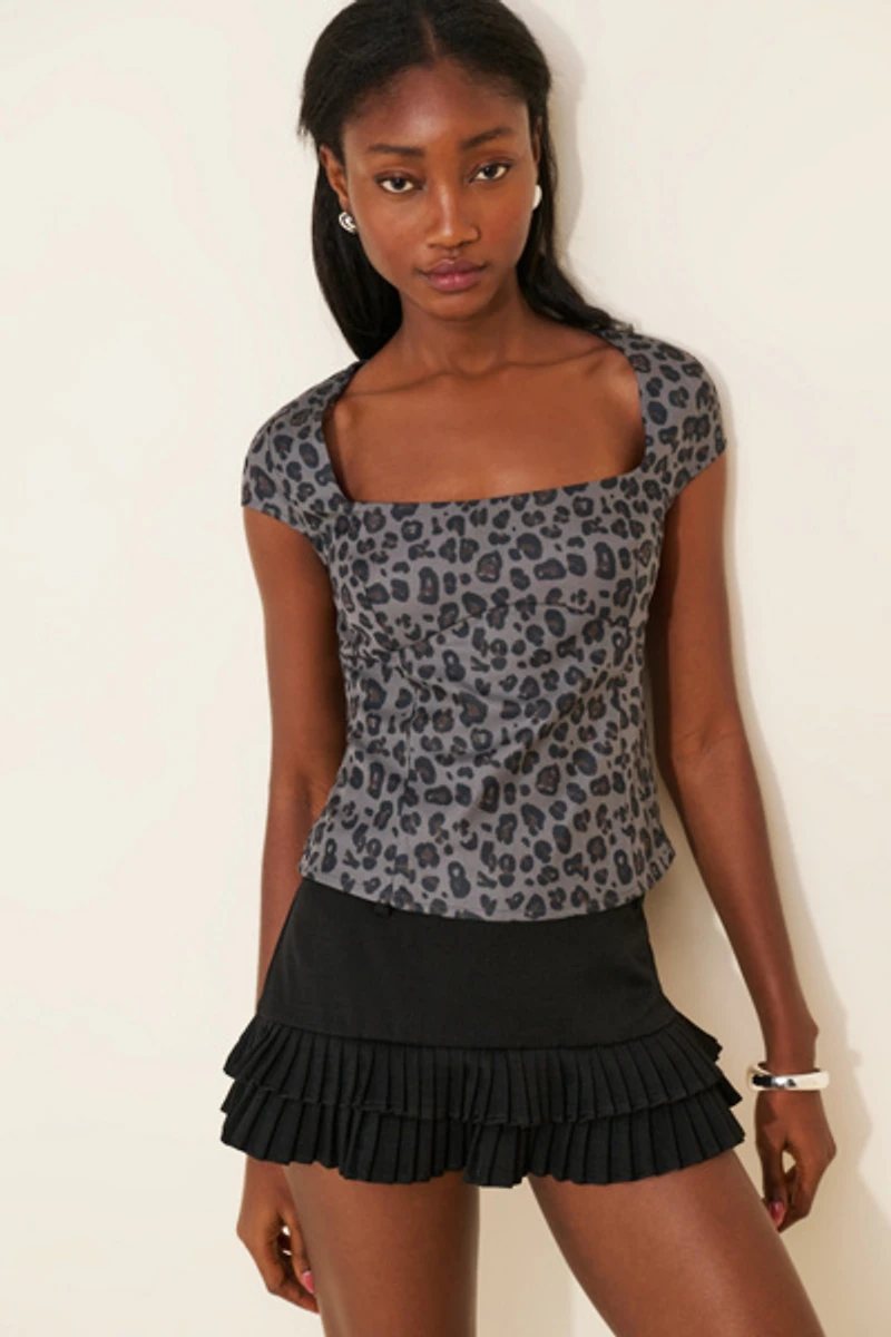 Glamorous Leopard Square-Neck Top