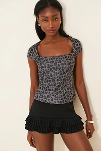 Glamorous Leopard Square-Neck Top