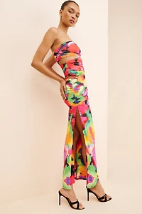 AFRM Strapless Floral Cutout Maxi Dress