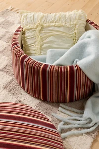Matilda Round Striped Velvet Upholstered Storage Ottoman