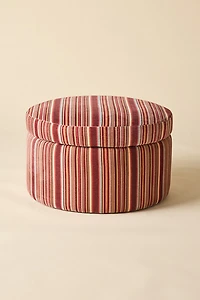 Matilda Round Striped Velvet Upholstered Storage Ottoman