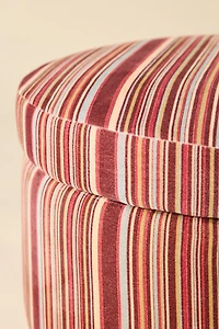 Matilda Round Striped Velvet Upholstered Storage Ottoman