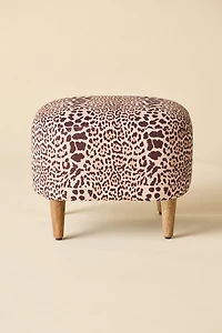 Roxy Animal Print Cotton Slub Upholstered Ottoman