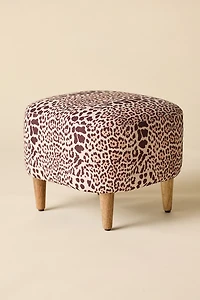 Roxy Animal Print Cotton Slub Upholstered Ottoman