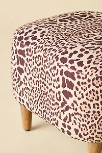 Roxy Animal Print Cotton Slub Upholstered Ottoman