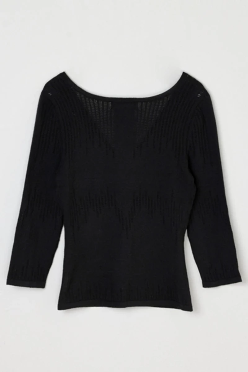 Vintage Y2k Express Lace-Up Pointelle Knit Top