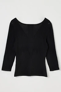 Vintage Y2k Express Lace-Up Pointelle Knit Top