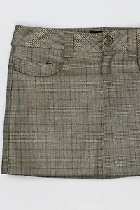 Vintage Y2k Shimmery Gold Plaid Micro Mini Skirt