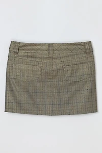Vintage Y2k Shimmery Gold Plaid Micro Mini Skirt