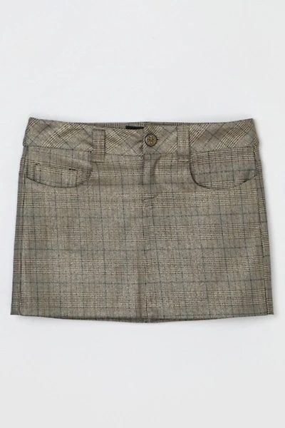 Vintage Y2k Shimmery Gold Plaid Micro Mini Skirt