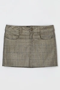 Vintage Y2k Shimmery Gold Plaid Micro Mini Skirt