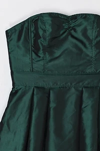 Vintage Y2k Shimmery Dark Green Layered Strapless Mini Dress