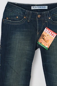 Vintage Y2k Express Dark Wash Low Rise Flared Jeans