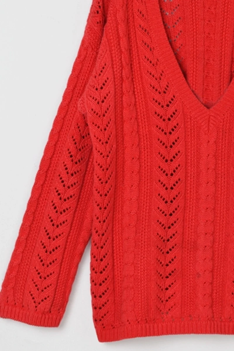 Vintage 90s Gap Lacy Cable Knit V-Neck Sweater