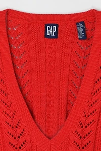 Vintage 90s Gap Lacy Cable Knit V-Neck Sweater