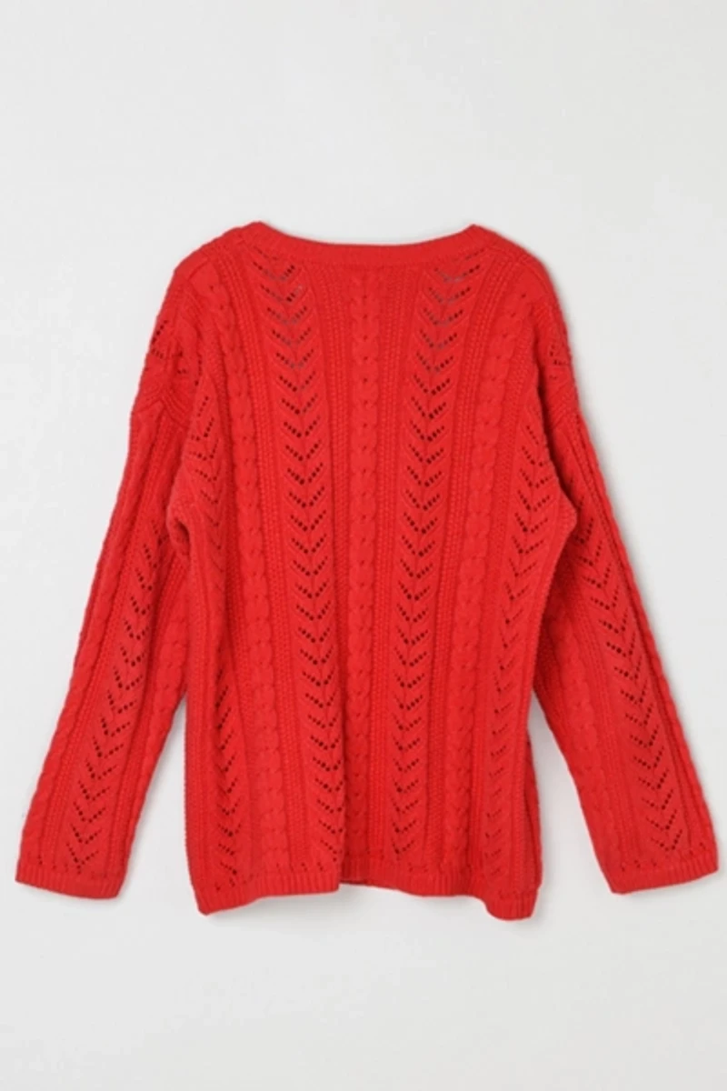 Vintage 90s Gap Lacy Cable Knit V-Neck Sweater