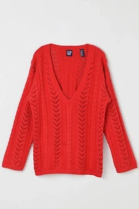 Vintage 90s Gap Lacy Cable Knit V-Neck Sweater