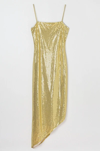 Vintage Y2k Shimmery Gold Metallic Maxi Dress
