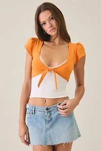Out From Under Bec Game Day Short Sleeve Tie-Front Shrug Top