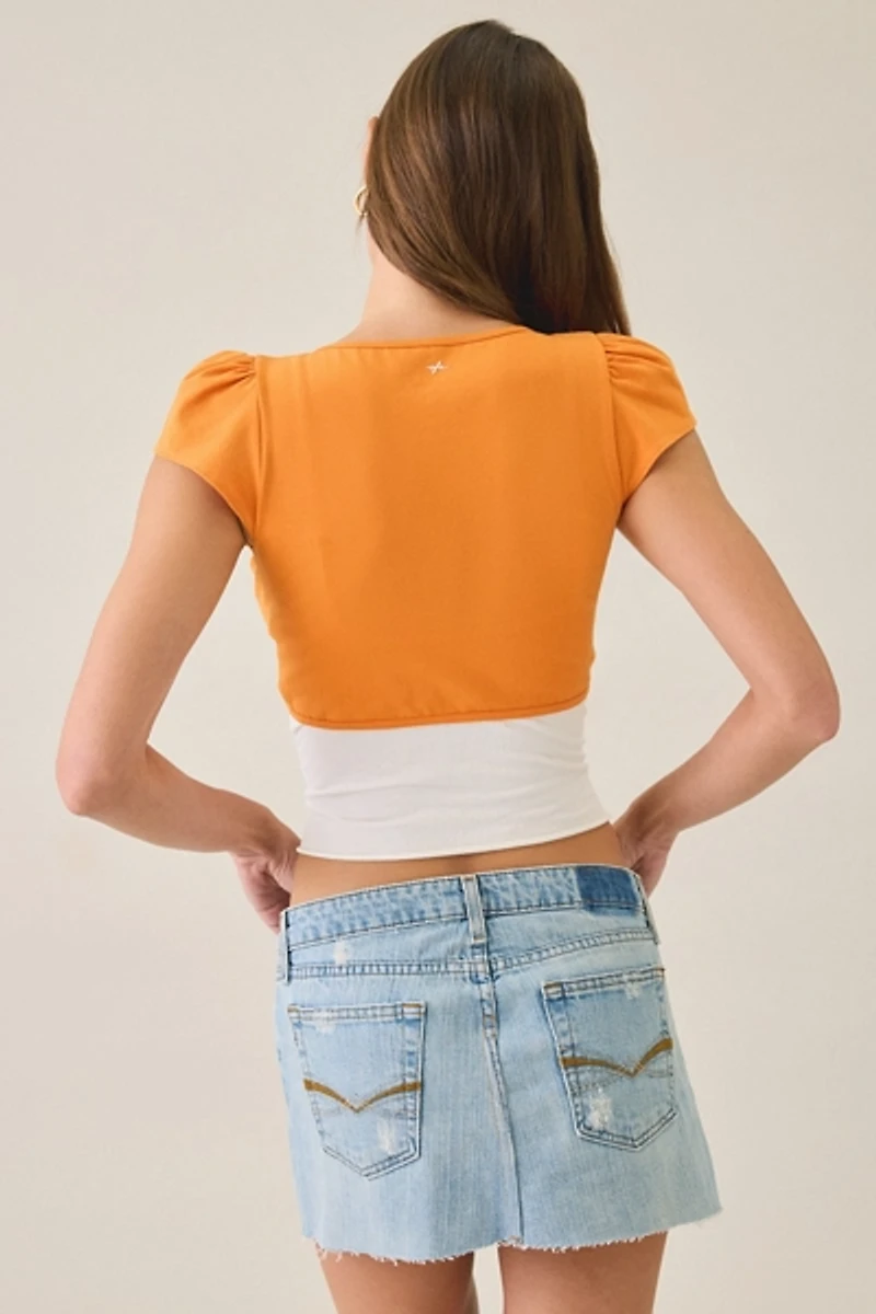 Out From Under Bec Game Day Short Sleeve Tie-Front Shrug Top
