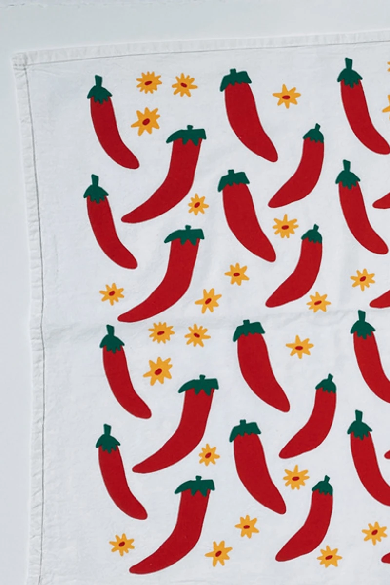 Julie Peach Chilis Tea Towel