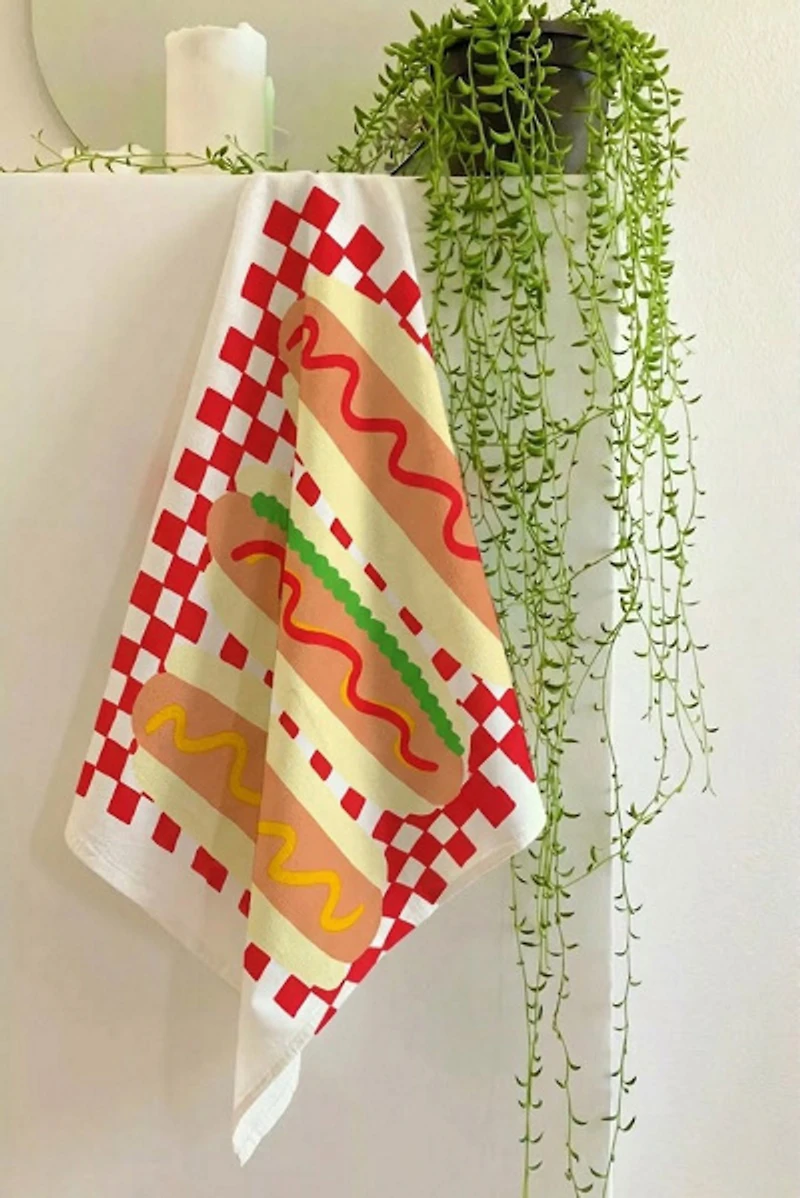 Julie Peach Hot Dog Tea Towel