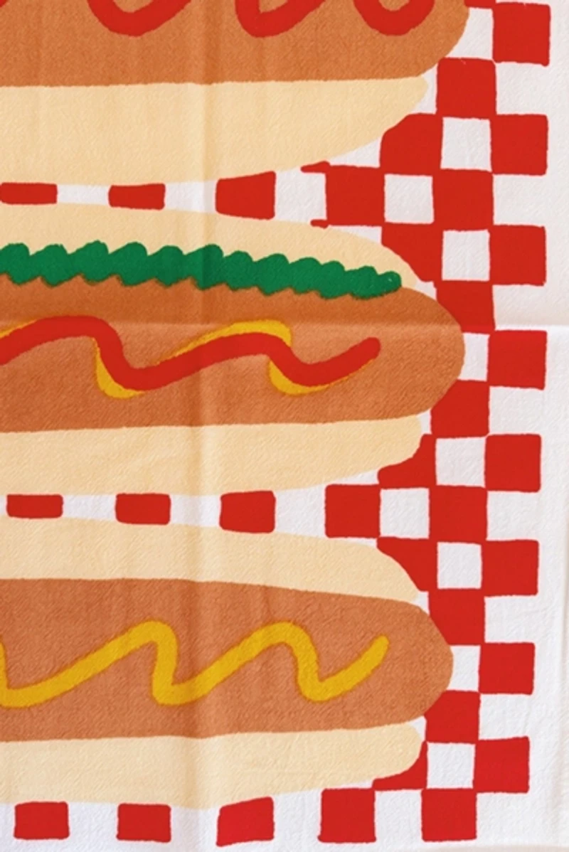 Julie Peach Hot Dog Tea Towel