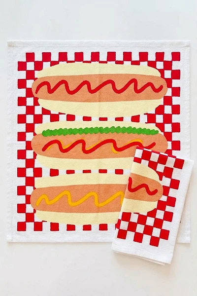 Julie Peach Hot Dog Tea Towel