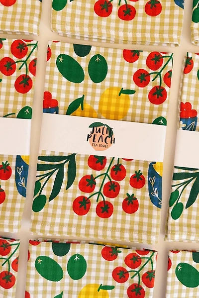 Julie Peach Mangia! Tea Towel