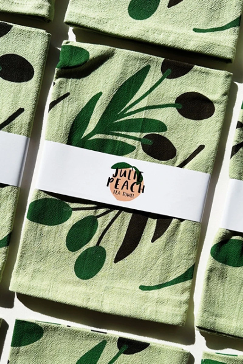 Julie Peach Olive Toss Tea Towel