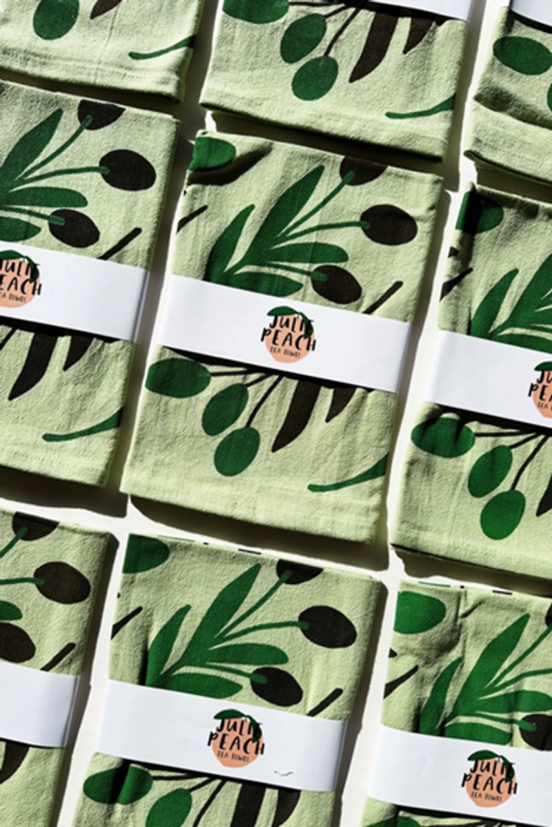 Julie Peach Olive Toss Tea Towel