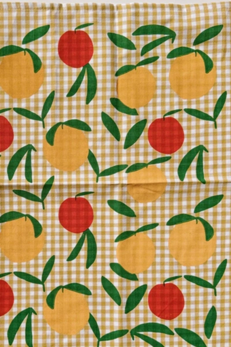 Julie Peach Gingham Peach Tea Towel