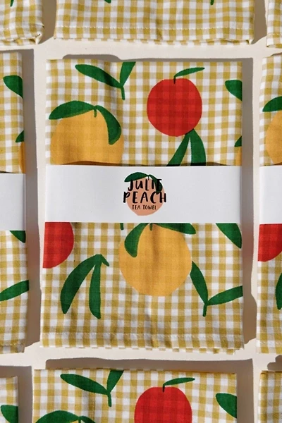 Julie Peach Gingham Peach Tea Towel